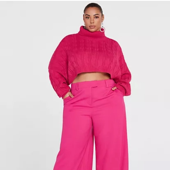 Fashion to Figure Tops - BNWT Fuchsia Cropped Turtleneck Sweater ~ Gabi Fresh x FTF Sz 2 (18-20)